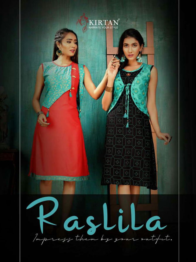 Kirtan Raslila Latest Fancy Designer Regular Wear Rayon Printed Kurti With Koti Collection
