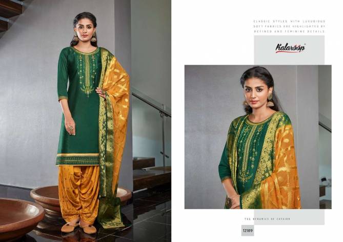 Kalaroop Suvarna By Patiyala 4 Pure Jam Silk Embroidery Work Ready Made Salwar Suits Collection  