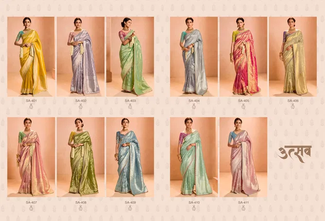 Utsav By Kimora Tissue Silk Party Wear Surat Saree Wholesale Market