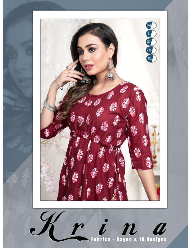 Trendy Krina Vol 1 Rayon Printed Kurtis Catalog
