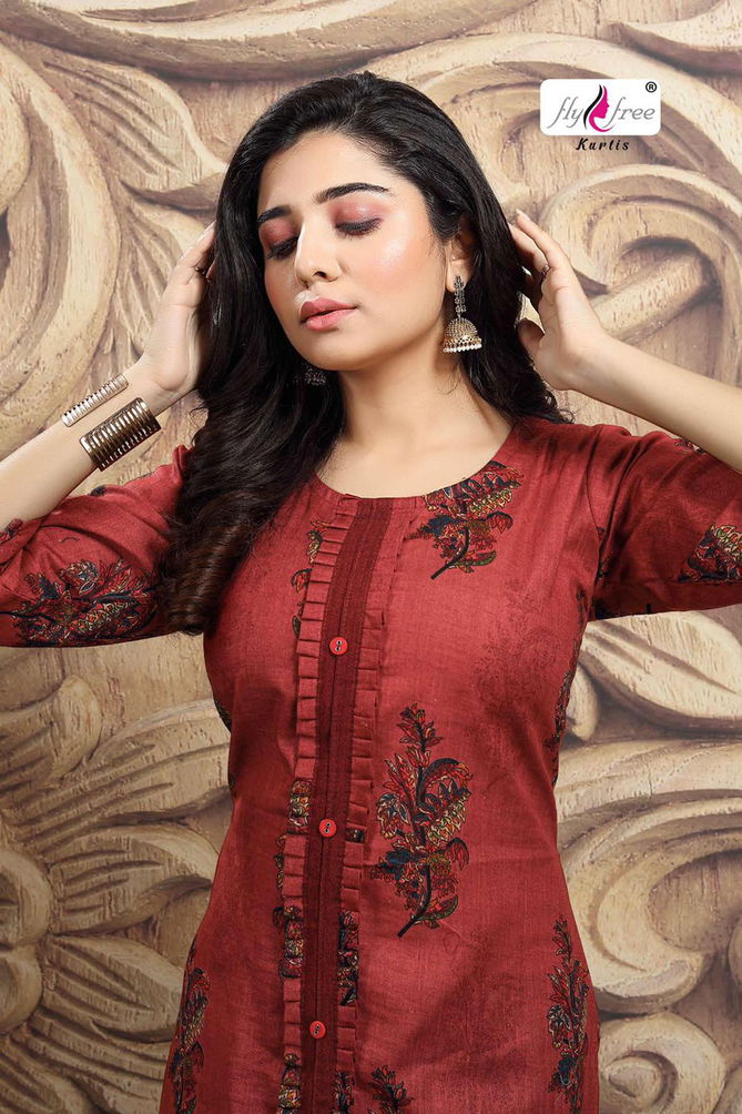 Fly Free Ranjhana Fancy Ethnic Wear Cotton Printed Anarkali Kurti Collection