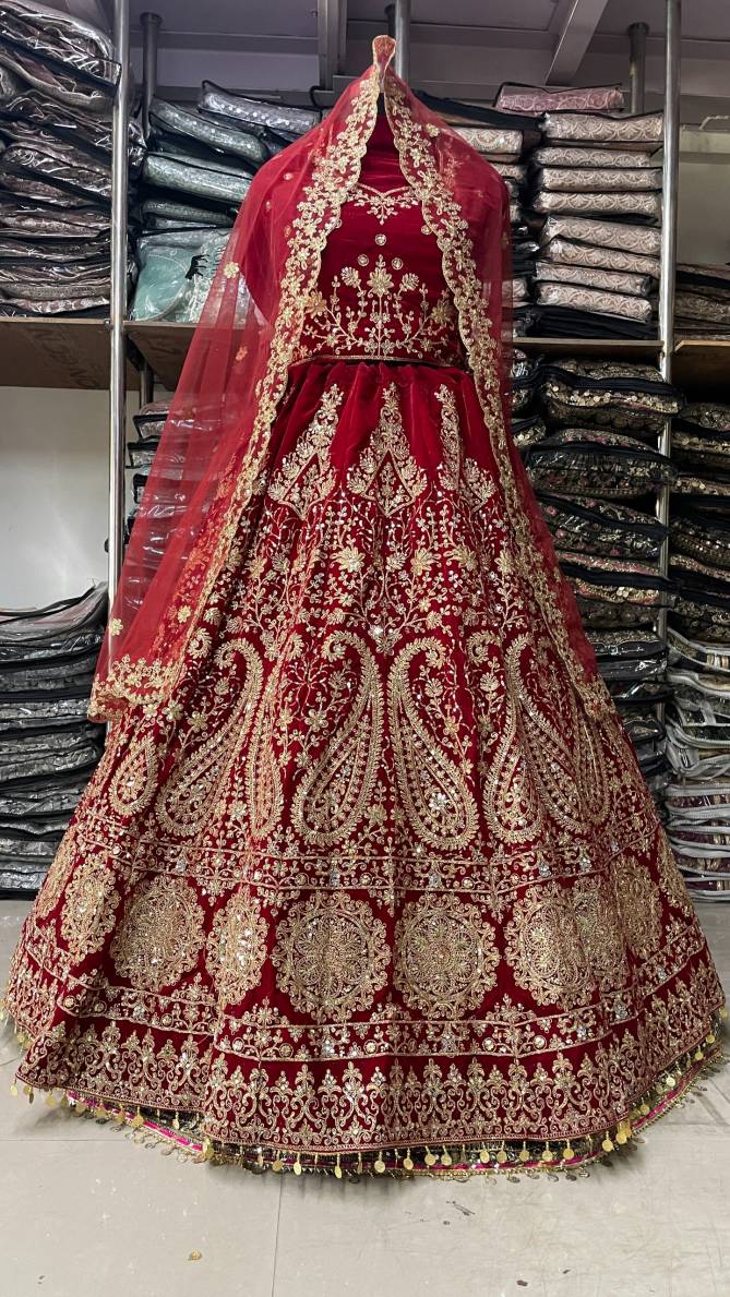 KB 1075 Colours Embroidery Velvet Bridal Lehenga Choli Wholesale Suppliers In Mumbai 