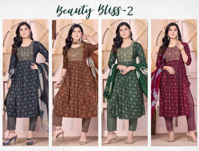 Beauty Bliss 2 By Jlf Printed Casual Wear Kurti Bottom With Dupatta Catalog
