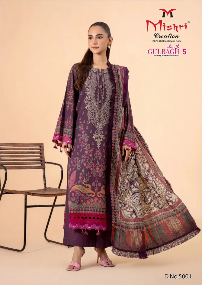 Gulbagh 5 By Mishri Lawn Cotton Karachi Dress Material Wholesale Market