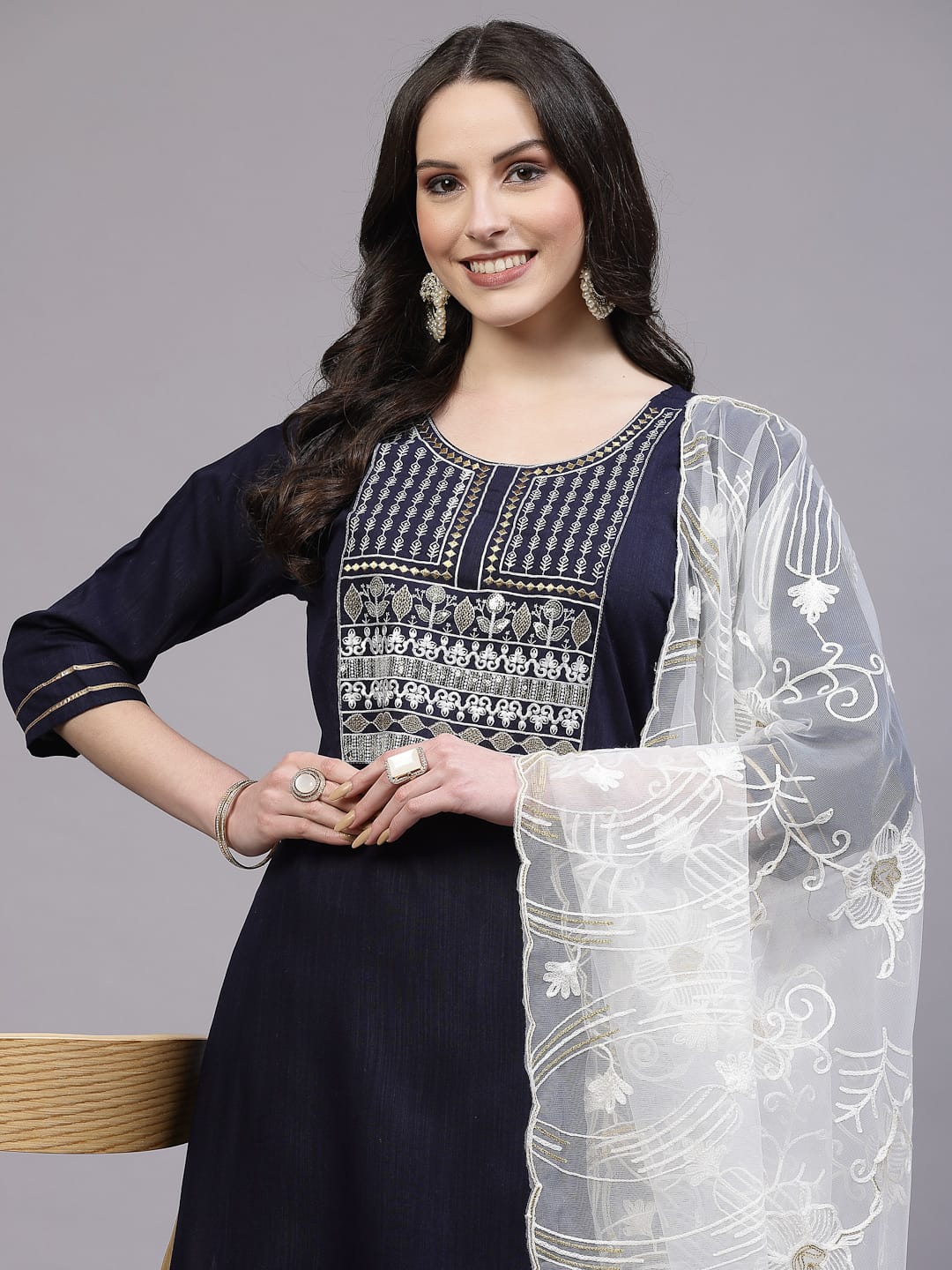 Shamal Viscose Reyon Embroidery Kurti With Bottom Dupatta Wholesale Shop In Surat