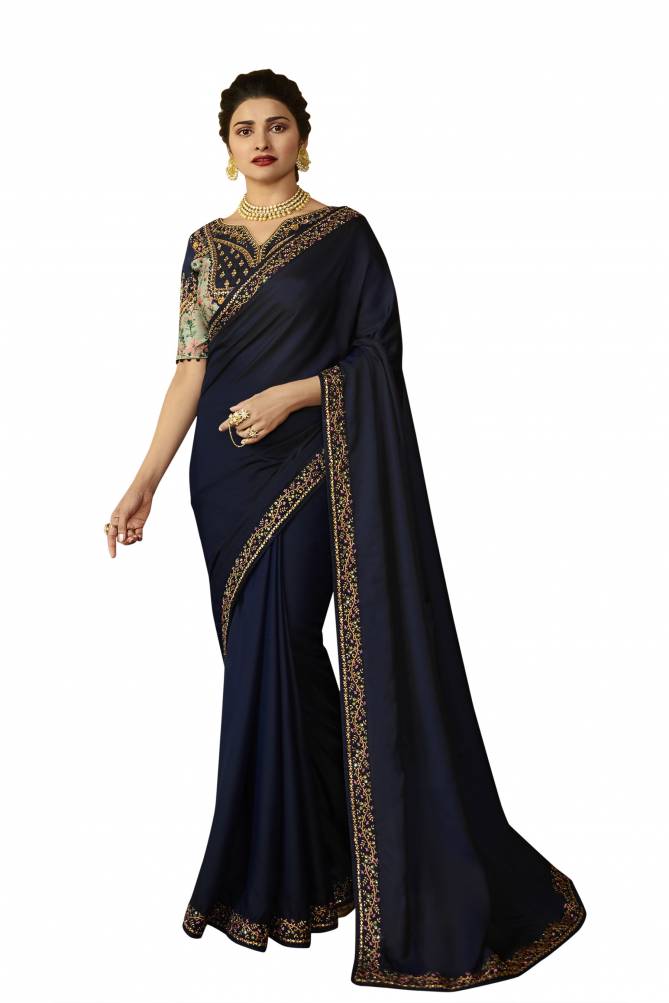 Suhani A41 Exclusive Designer Party Wear Vichitra Silk Embroidery Work Latest Saree Collection
