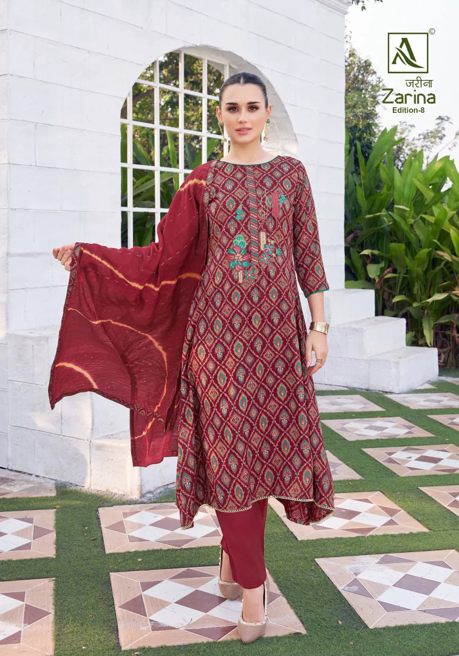  Zarina Edition by Alok  8 Viscose Rayon Printed Dress Material