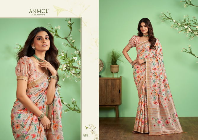 Tulip Vol 6 By Anmol Jute Silk Printed Sarees Catalog