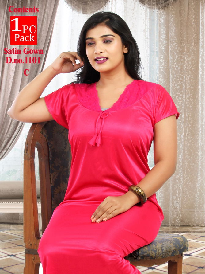 Finesta 1101 Satin Nighty Plain Western Latest comfortable Night Wear Collection