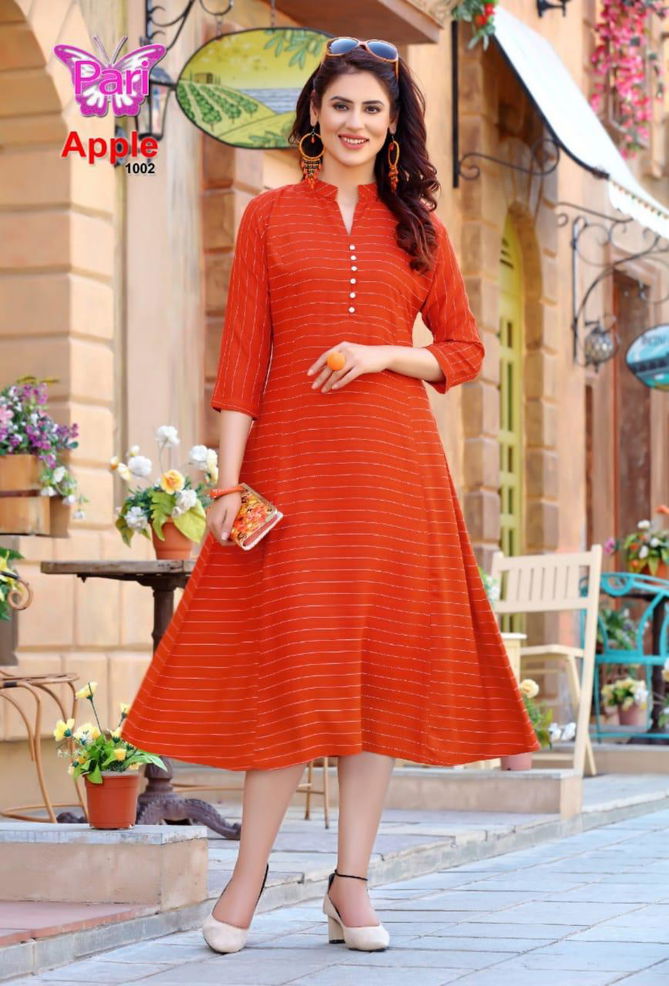 Pari Apple fancy Latest Regular Wear Lining Designer Rayon Kurtis Collection