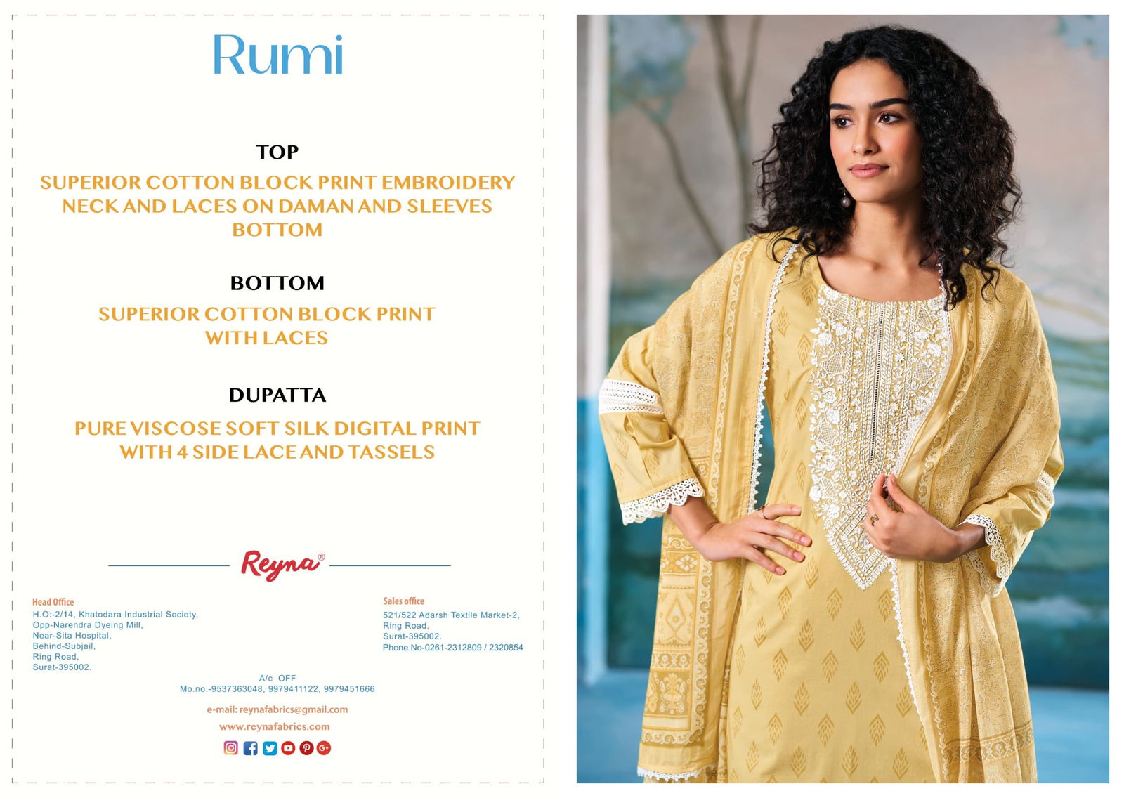 Rumi By Reyna Cotton Block Printed Dress Material Surat Wholesale Market