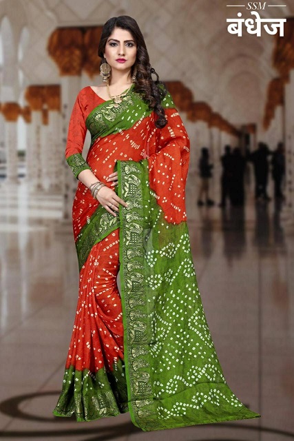 Ssm Dolly Latest Fancy Designer Bandhani Art Silk Bandhej Saree Collection
