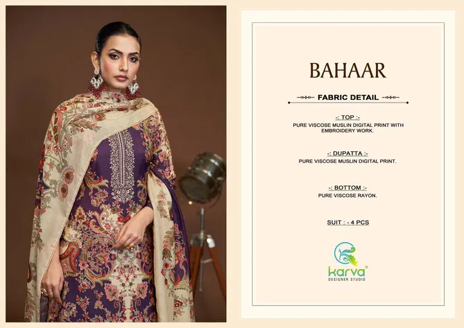 Bahaar By Karva designer Viscose Digital Printed Dress Material Wholesale Online