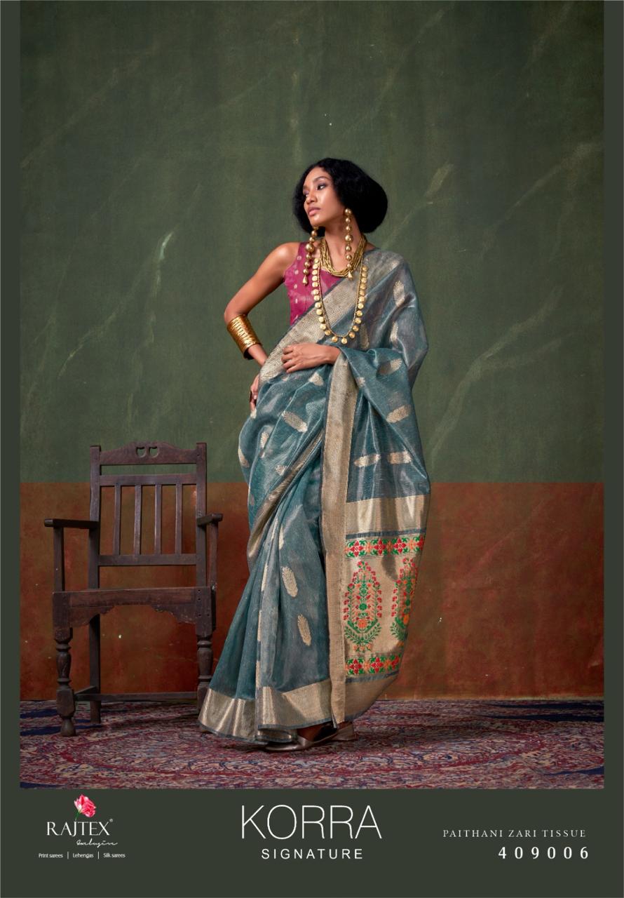 Korra Signature By Rajtex Paithani Zari Tissue Saree Suppliers In India