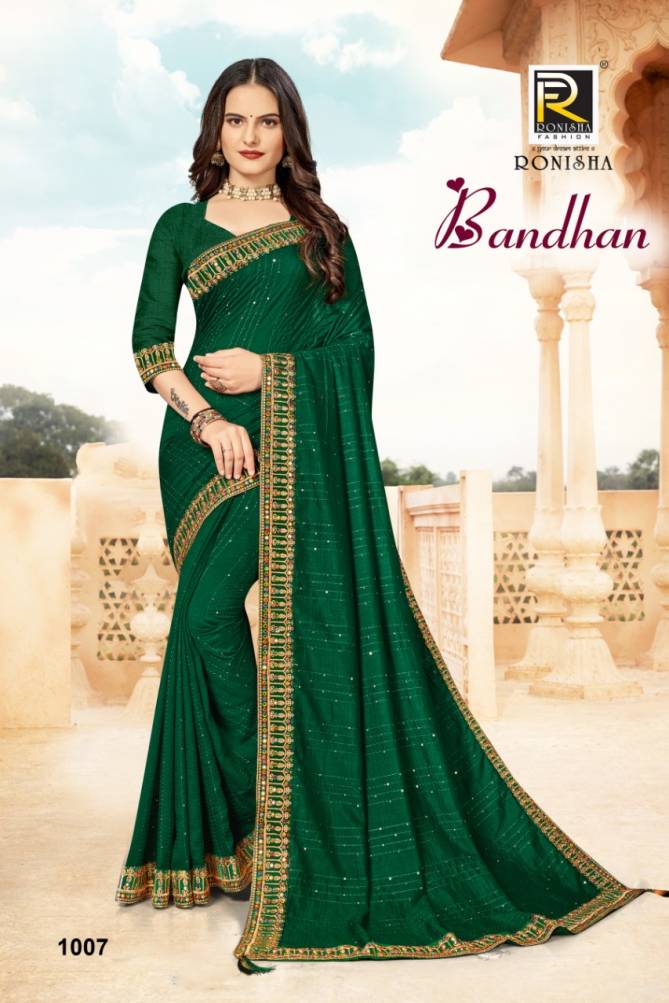 Ronisha Bandhan New Party Wear Vichitra Silk Designer Fancy Saree Collection