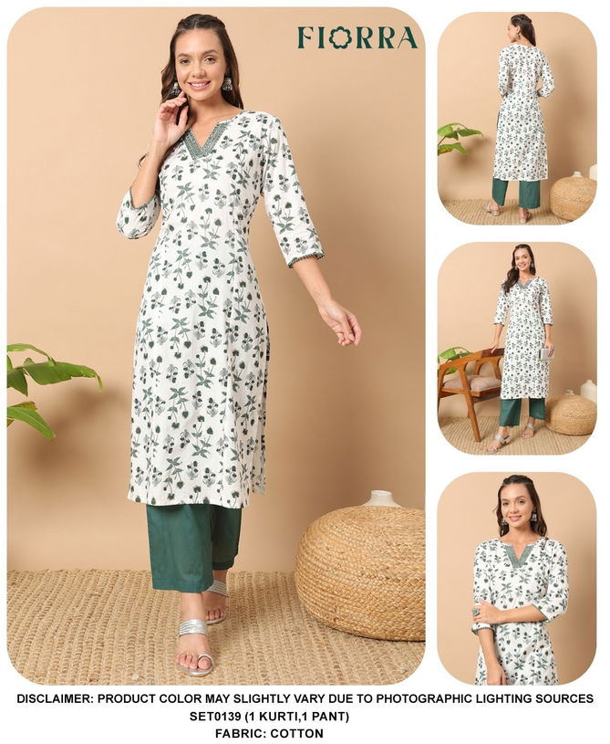 SET0139 Fiorra Designer Cotton Kurti With Bottom Suppliers In India