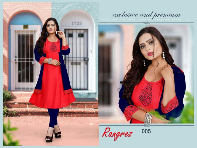 Aagya Rangrez 4 Latest fancy Designer Regular Casual Wear Rayon Designer Kurtis Collection
