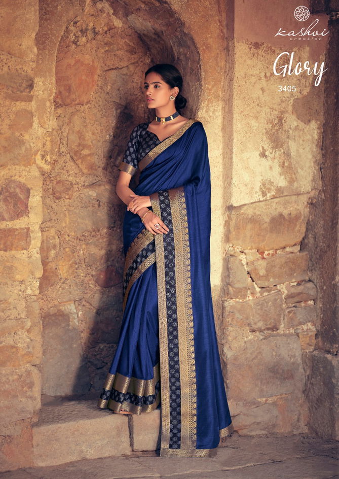 Kashvi Glory Fancy Designer Heavy Festive casual Wear Vichitra Silk Sarees Collection
