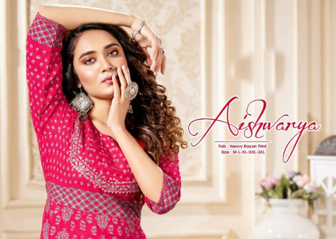 Beauty Queen Aishwarya Fancy Ethnic Wear Rayon Anarkali Kurti Collection