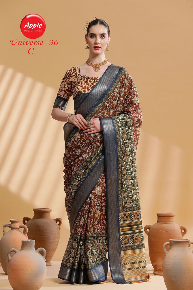 Universe 36 By Apple Printed Sarees For Bussiness