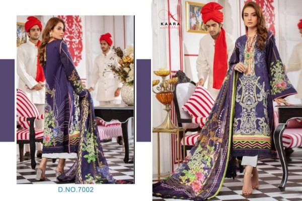 Kaara Firdous Lawn Collection 7  Designer Festive Wear Pure Cotton Print With Embroidery Work Top With Cotton Mal Dupatta Pakistani Salwar Suits Collection