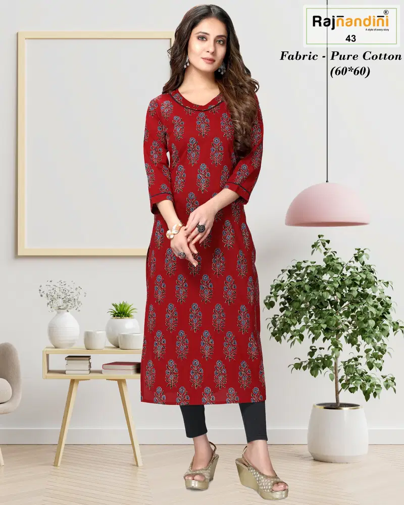 Aadhya By Rajnandini Printed Cotton Kurti Wholesale Online