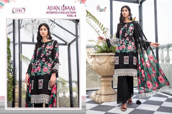 Shree Adan Libaas Schiffli Collection 4 Latest Fancy Casual Wear Pure Cotton Pakistani Salwar Suits Collection
