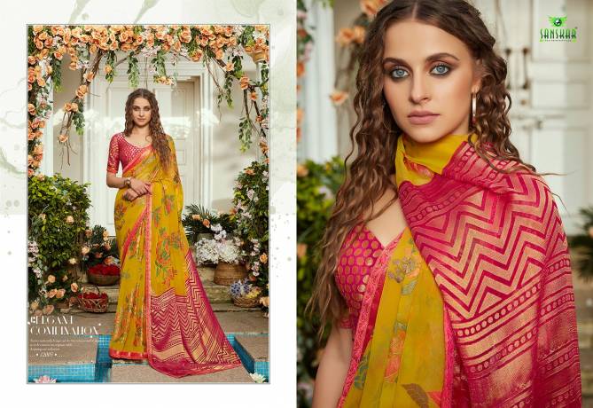 Sanskar Latest Collection Of Barasso Full Printed Party Wear Saree Collection 