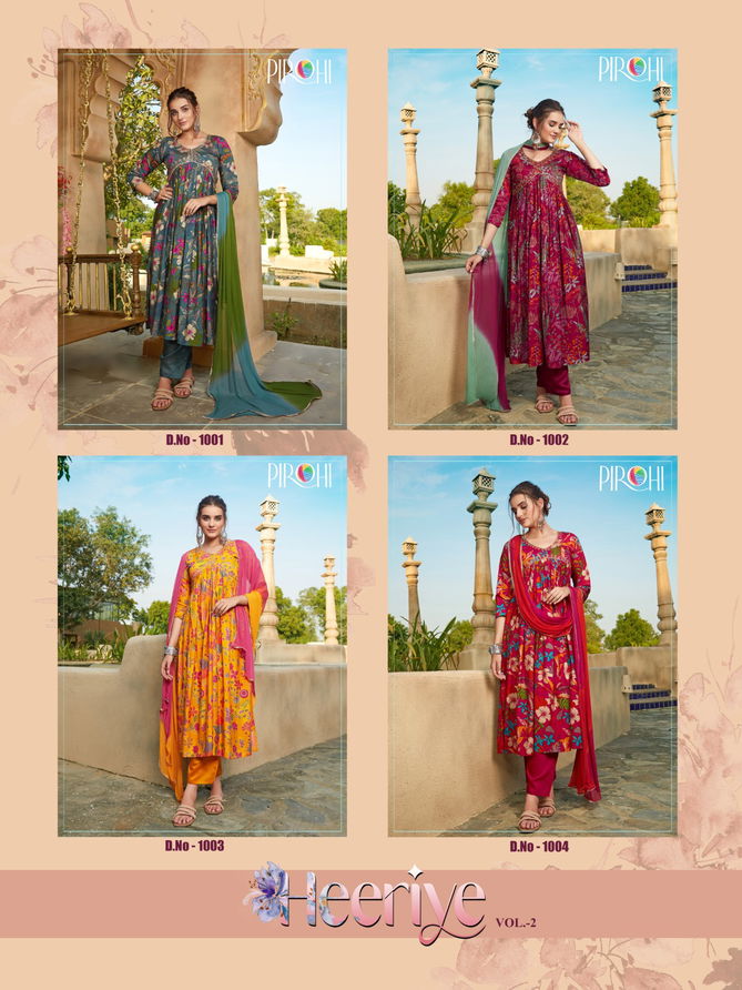 Heeriye Vol 2 By Pirohi Masleen Print Kurti With Bottom Dupatta