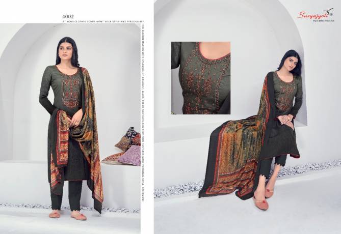 Suryajyoti Shaded 4 Fancy Latest Designer Casual Wear Heavy Cotton With Fine Work Dress Material Collection
