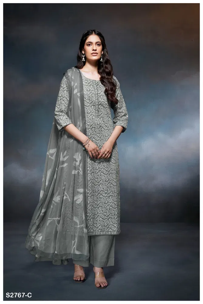 Kamelia 2767 By Ganga Premium Cotton Printed Dress Material Exporters In India