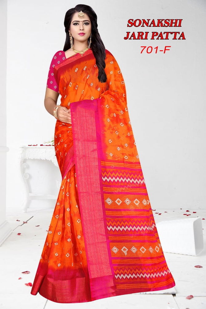 Sonakshi Jari Patta 701 Regular Wear Cotton Printed Designer Saree Collection