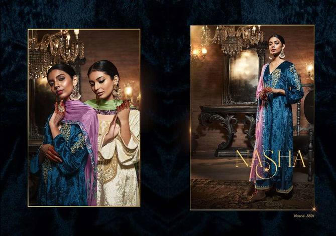 Nasha By Kimora Heer Velvet Pashmina Dress Material Suppliers In India