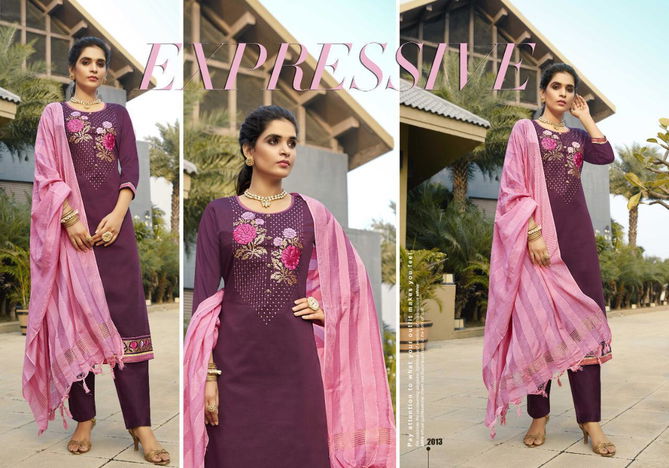 Kalarang Mahek Latest Designer Pure Jam Cotton Embroidery Work Festival Wear Dress Material Collection
