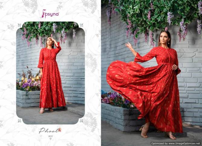 Psyna Phool Vol 3 Casual Wear Full Gown Style Cambric Cotton Kurti Collection 