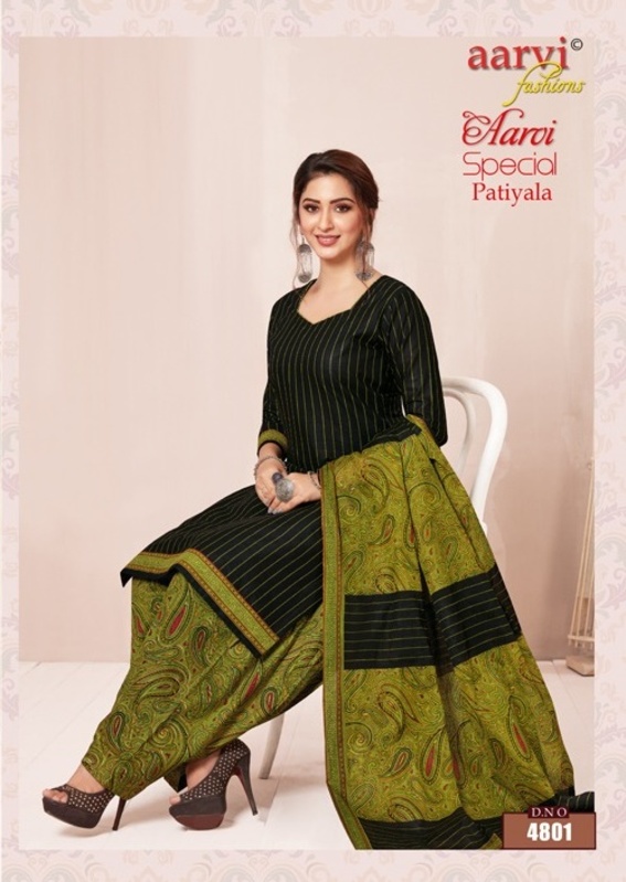 Aarvi Special Patiyala Designer Latest Daily Wear Printed Cotton Dress Material Collection 