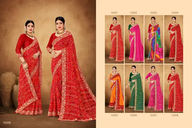 Swarna By Jalnidhi Georgette Bandhani Printed Saree Wholesale Shop In Surat