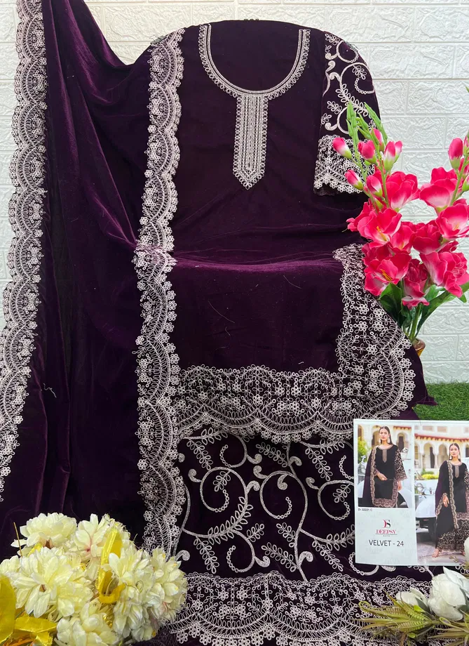 32221 Velvet 24 By Deepsy Suits Velvet Embroidery Pakistani Suits Online Wholesale