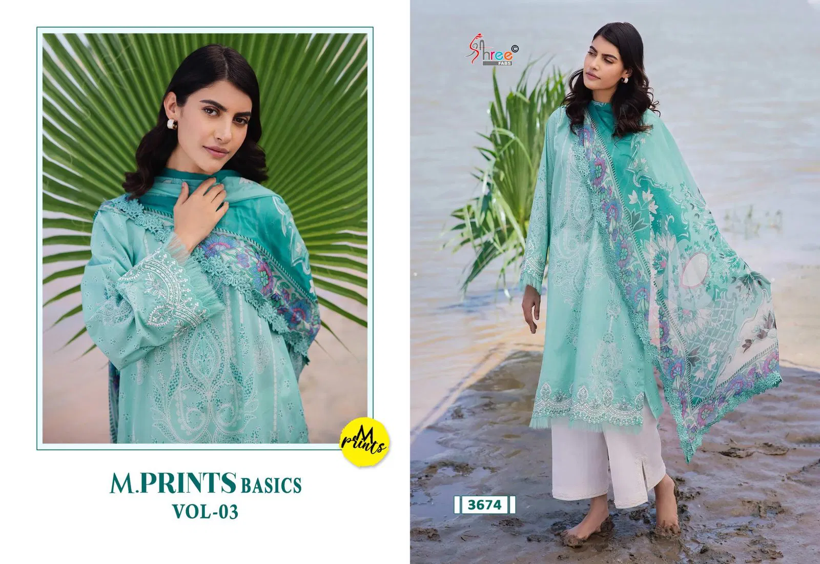 M Prints Basics Vol 3 By Shree Cotton Embroidery Pakistani Suits Wholesale Online