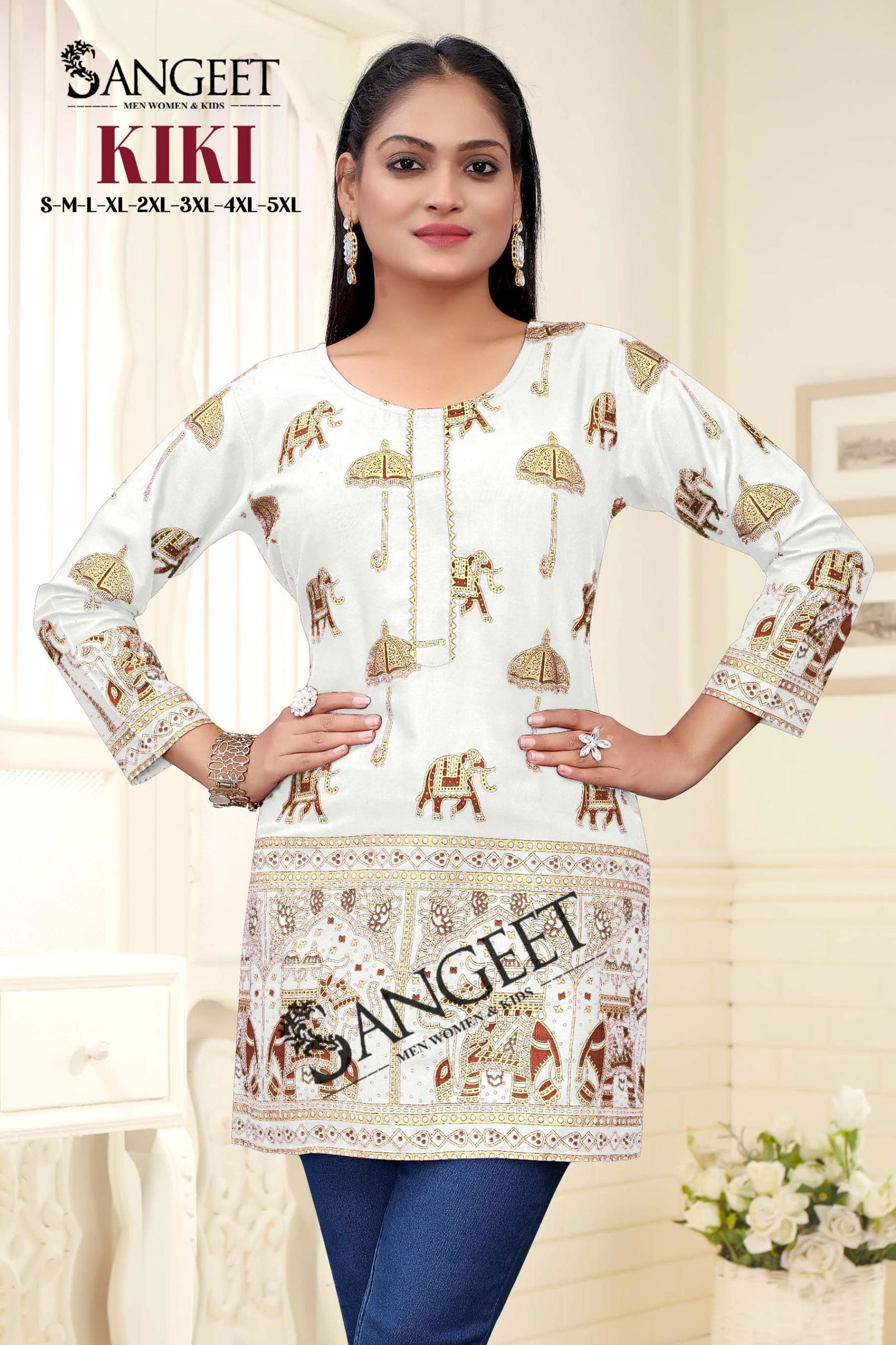 Kiki By Sangeet Rayon Gold Multi Printed Ladies Top Exporters In India