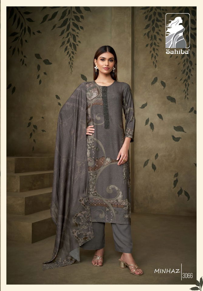 Minhaz By Sahiba Muslin Silk Digital Printed Dress Material Exporters In India