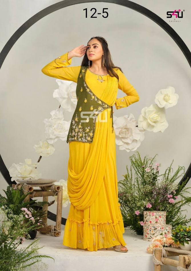 S4u 5 Yellow Party Wear Readymade Suit Wholesale Shop In Surat
