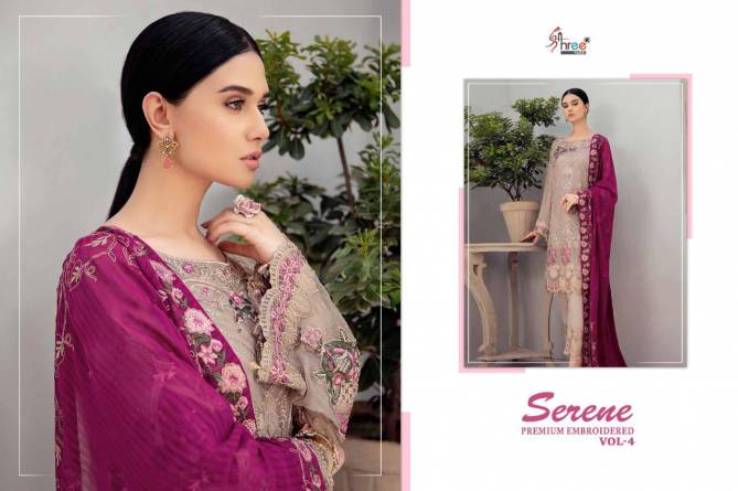 Shree Fab Serene Premium Embroidered Vol 4 Latest Heavy Designer Pakistani Dress Materisl Collection With Nazneen Embroidered Dupatta 