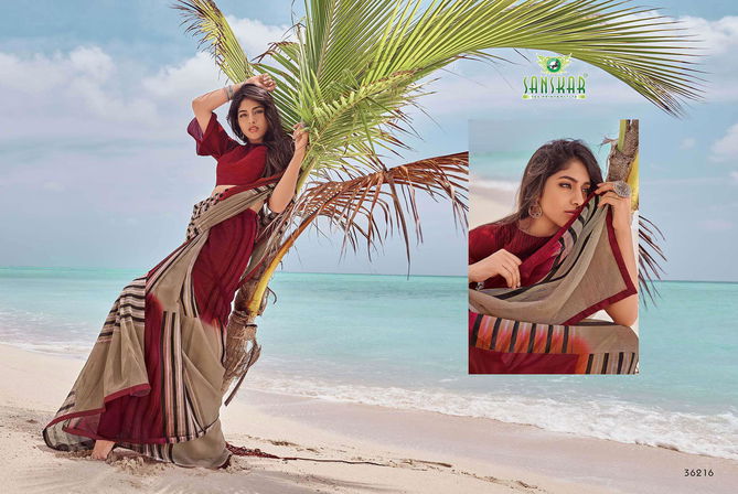 Sanskar Instagram 2 Latest Designer Printed Party Wear Or Running Wear Georgette Saree Collection 