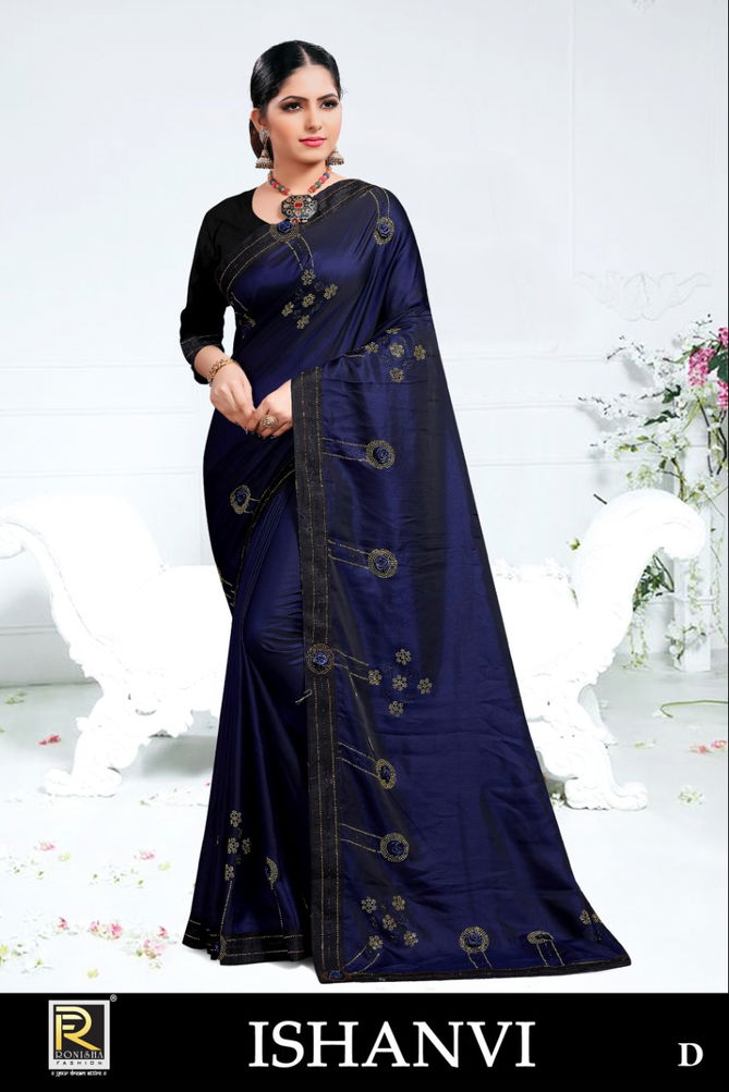 Ronisha Ishanvi Embroidery Worked Festive Wear Designer Sarees Collection