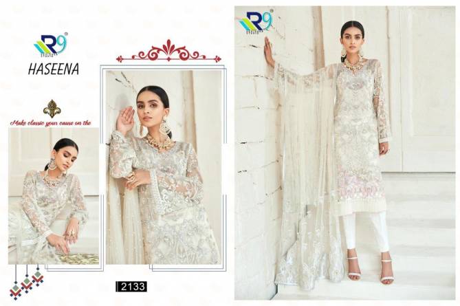 R9 Haseena Latest Designer Collection Of Faux Georgette Pakistani Salwar Suit With Embroidery Work And Handwork 