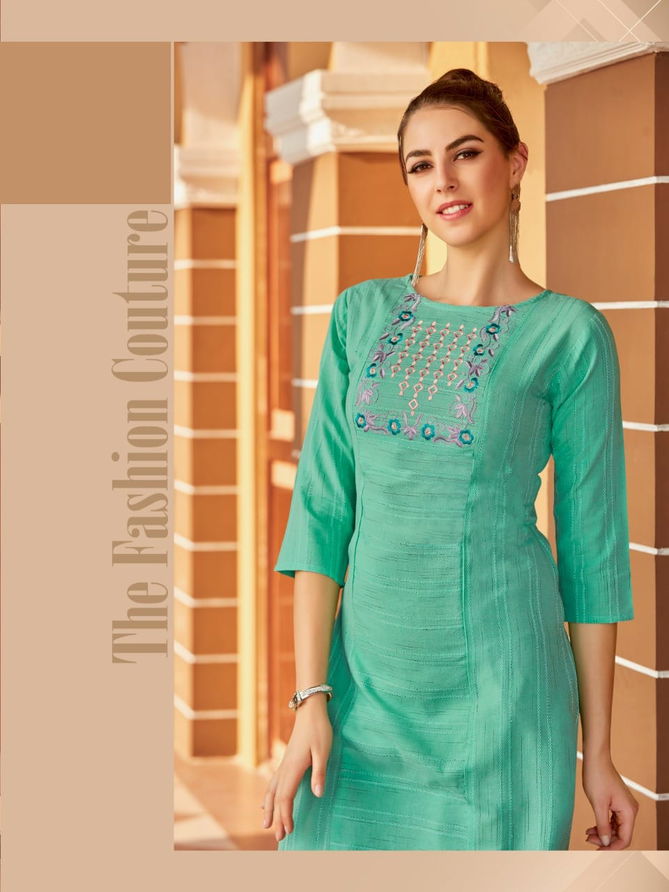 Syasii Matic Fancy Party Wear Cotton Embroidery Latest Designer Kurtis Collection
