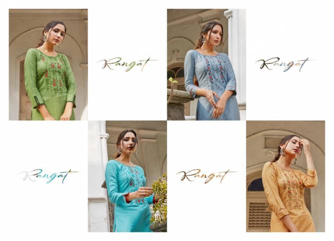 Rangoon Rangat Fancy Ethnic Wear Fancy lining Silk With Fancy Work Designer Kurtis Collection
