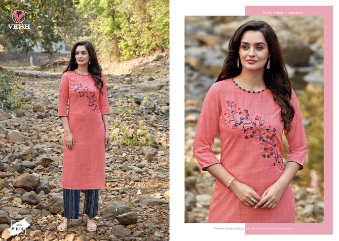 Vesh Saheli Latest Fancy Designer Casual Wear Rayon Worked  Kurtis With Bottom Collection
