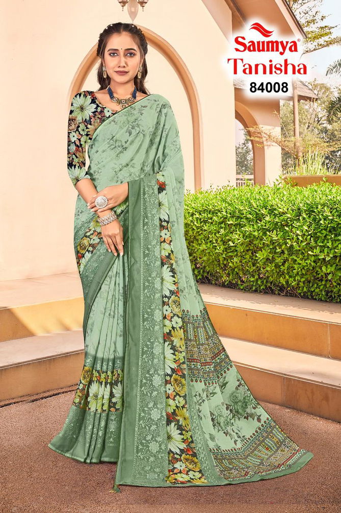 Tanisha By Saumya Printed Weightless Saree Suppliers In India